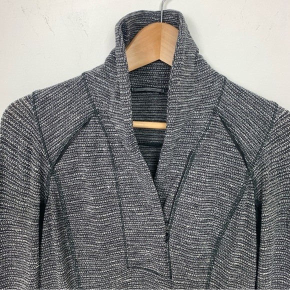Lululemon Think Fast Pullover Sz 6 Mini Check Pique Heathered Black Yoga Run
