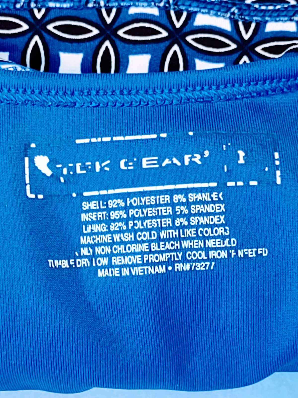 TEK GEAR BLUE & GEOMETRIC PATTERN RACER BACK ATHLETIC TANK TOP WOMEN’S SIZE M