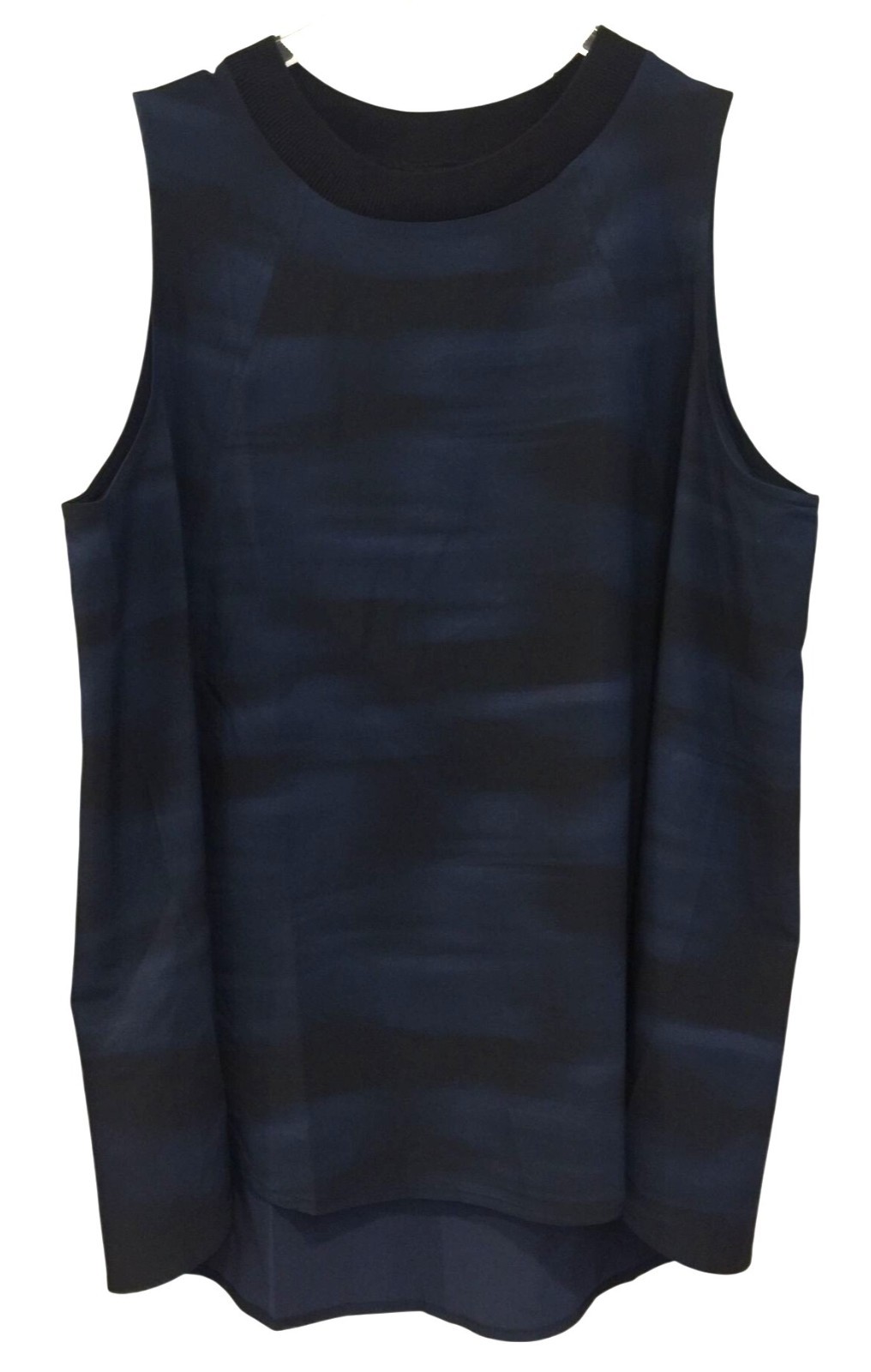 ATHLETA Zephyr Print Tank Ladies Size 1X Navy with Black Abstract Stripes