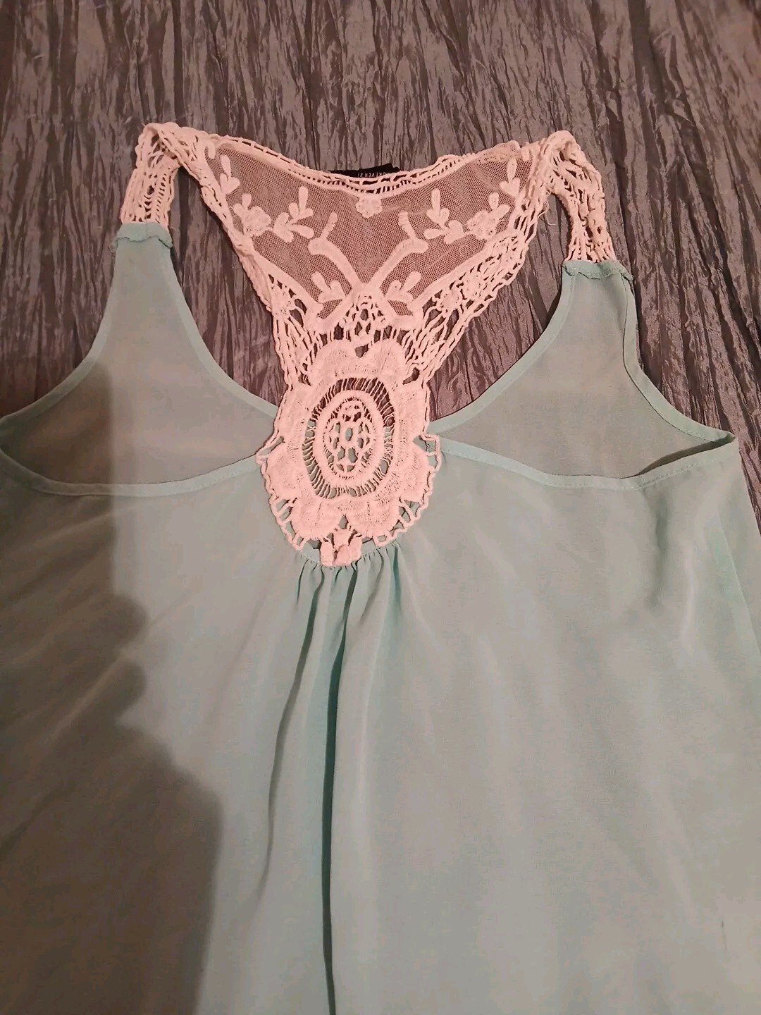 Forever 21 Tank Women Junior Ocean Blue Green Sexy S Or M Embroidery Blouse Top