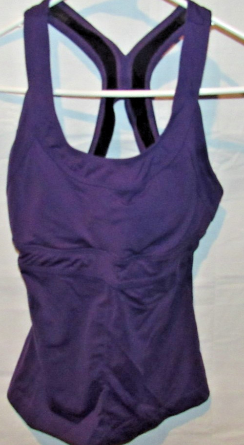 Athleta Purple Tank Top Womens S Scoop Neck Racerback Shelf Bra Fitted Active