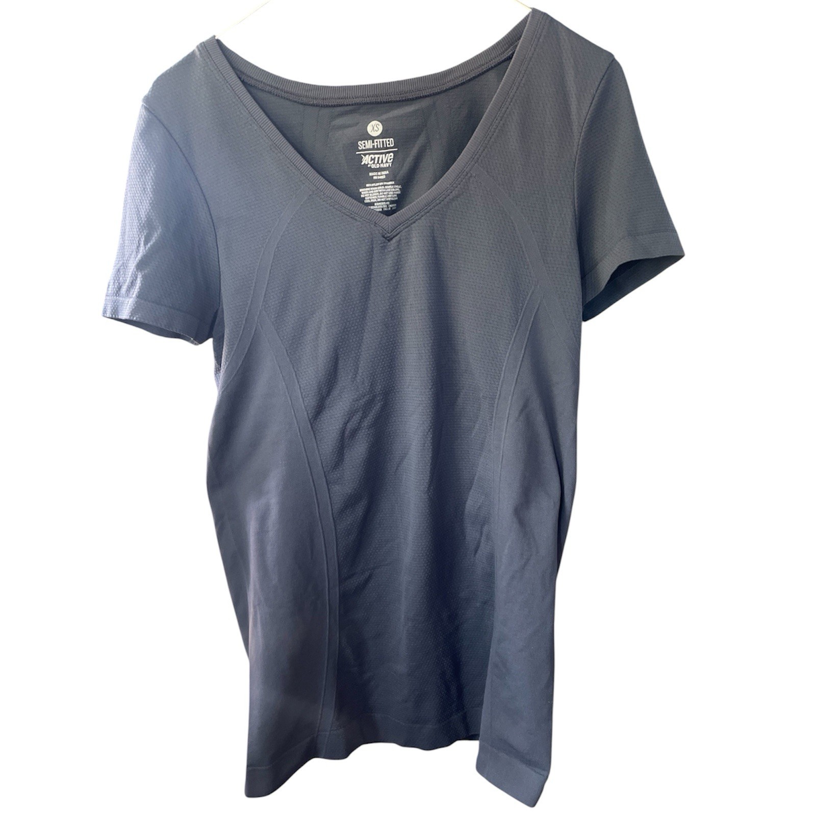Old Navy Active Women’s Seamless V-Neck Semi-Fitted Stretch Tee Gray XS