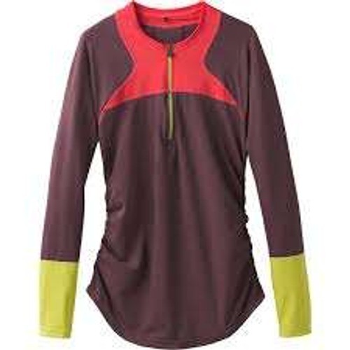 Prana Womens Colorblock Quarter Zip Long Sleeve Active Top Plum Orange Size M