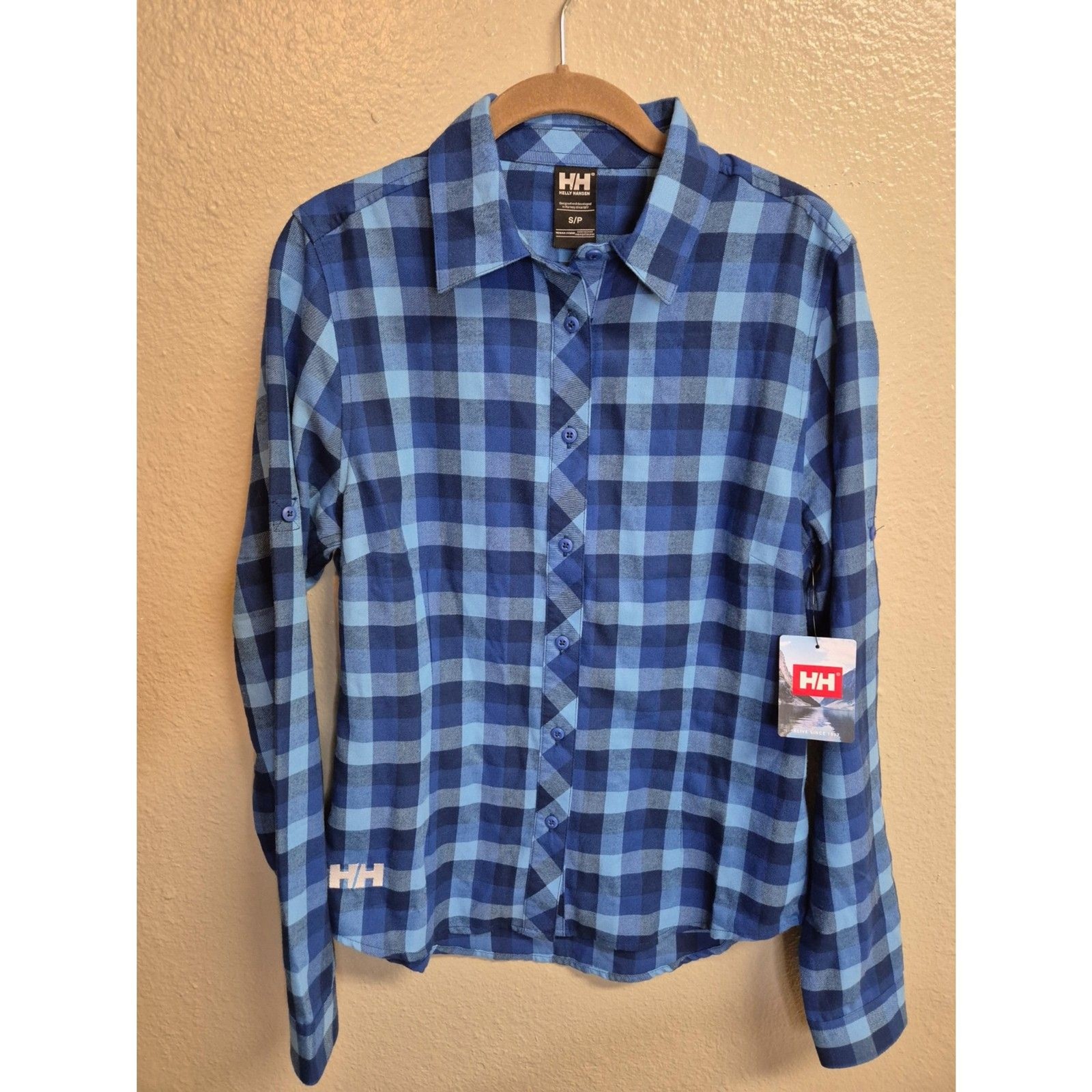 Helly Hansen Women’s Plaid Button Up Hiking Shirt Blue Small NWT S