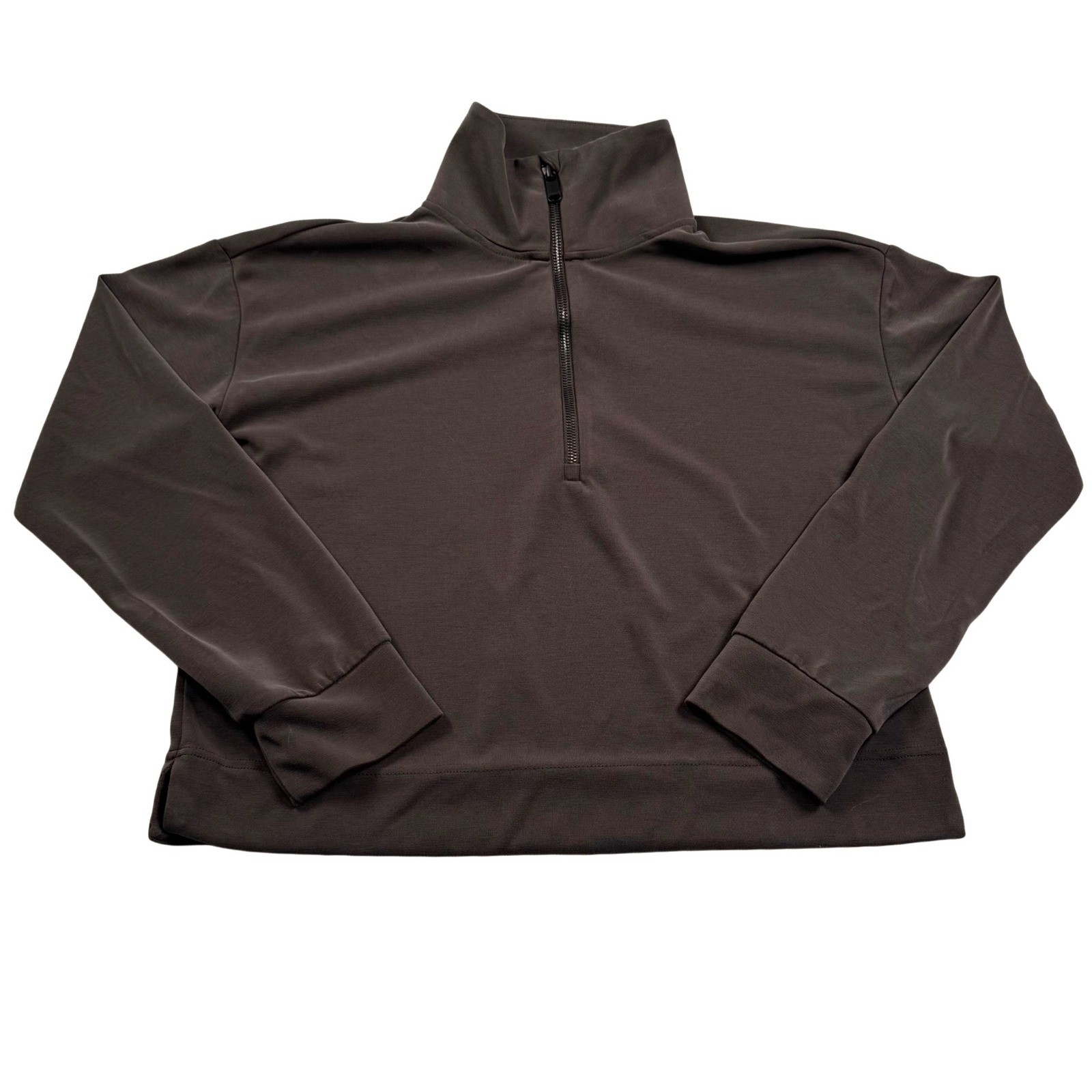 Athleta Seasoft Quarter Zip Pullover Womens Small Brown Taupe Long Sleeve Shirt