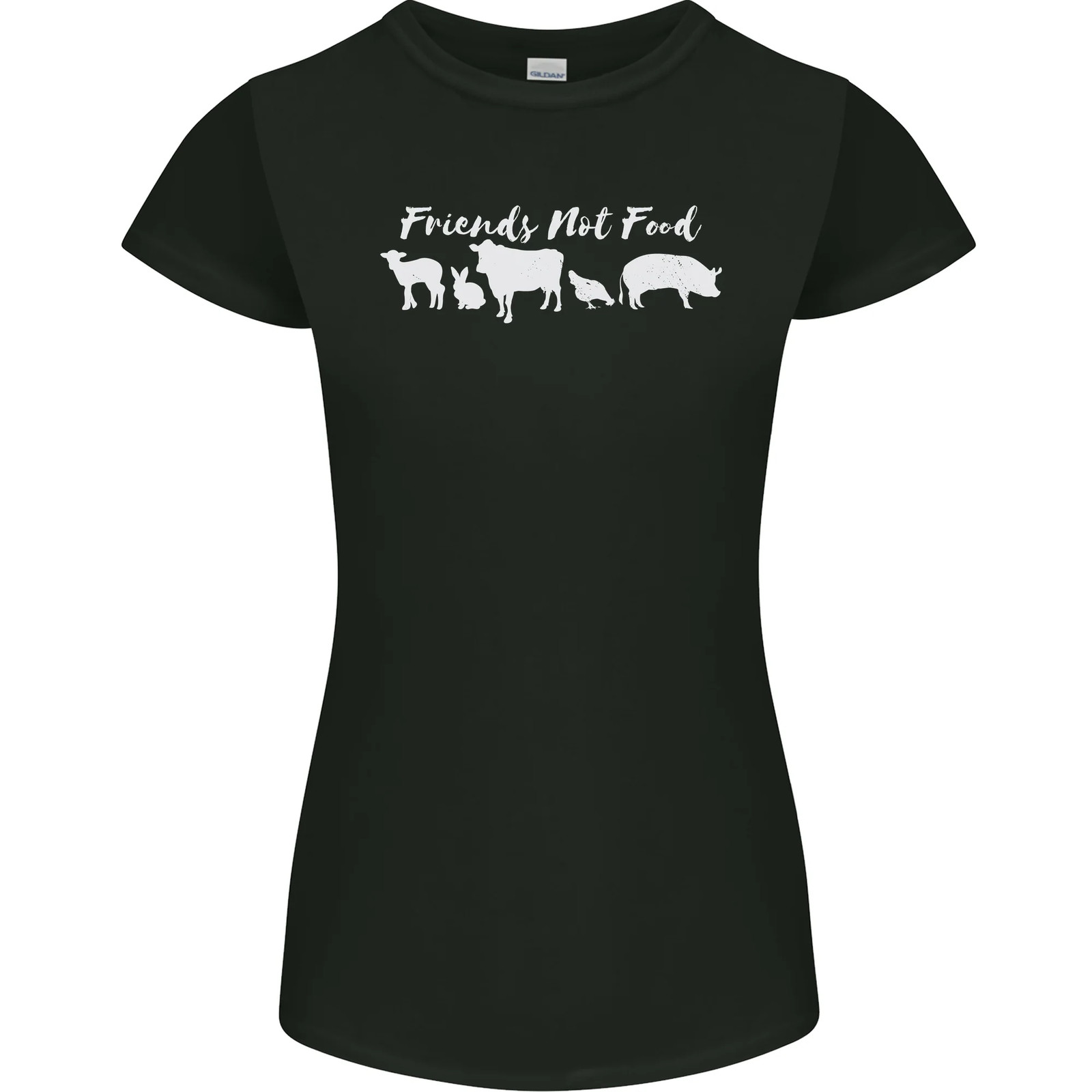 Vegan Animals Are Friends Not Food Womens Petite Cut T-Shirt