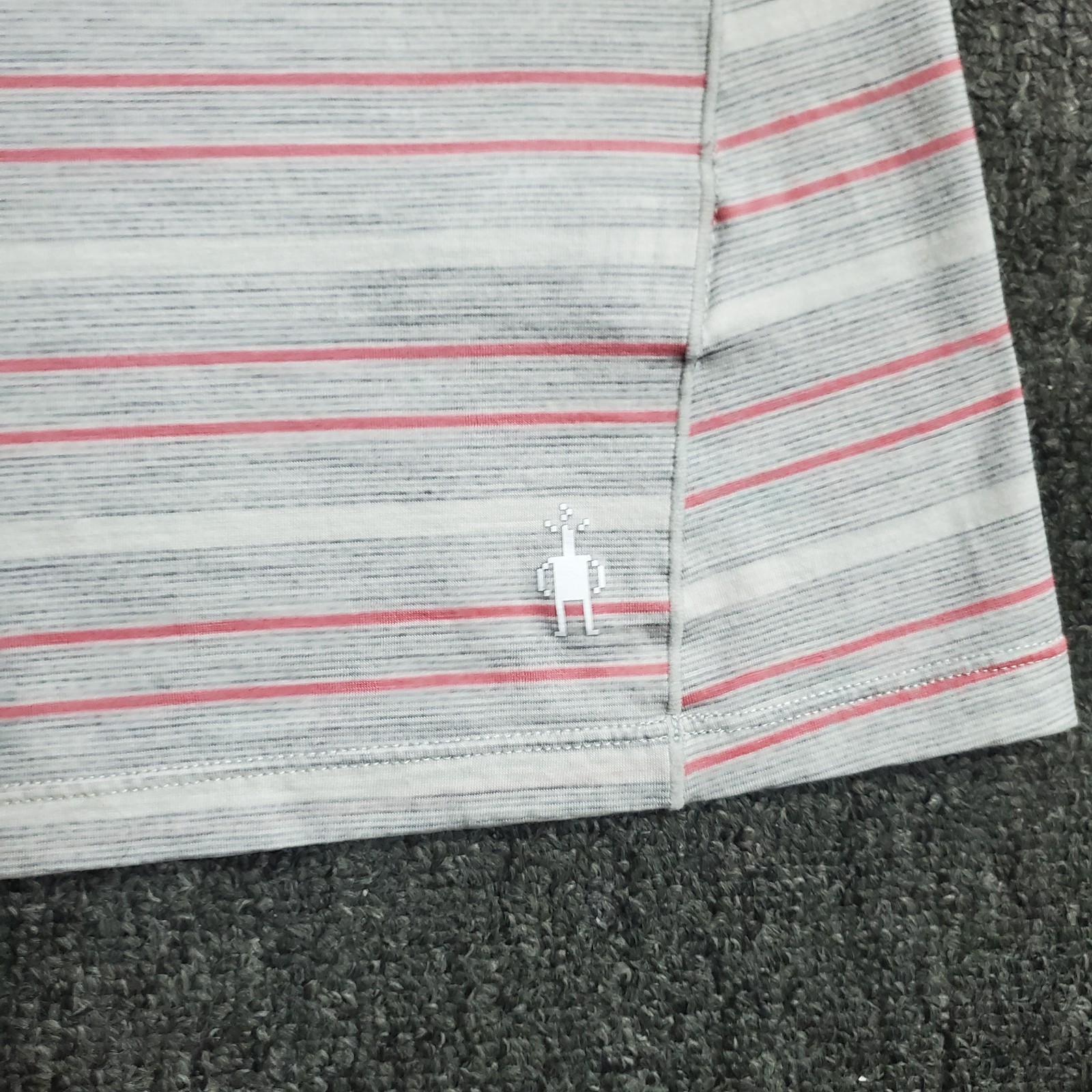 Smartwool Shirt Womens Size Medium Gray Ash Heather Striped Merino 150 Baselayer