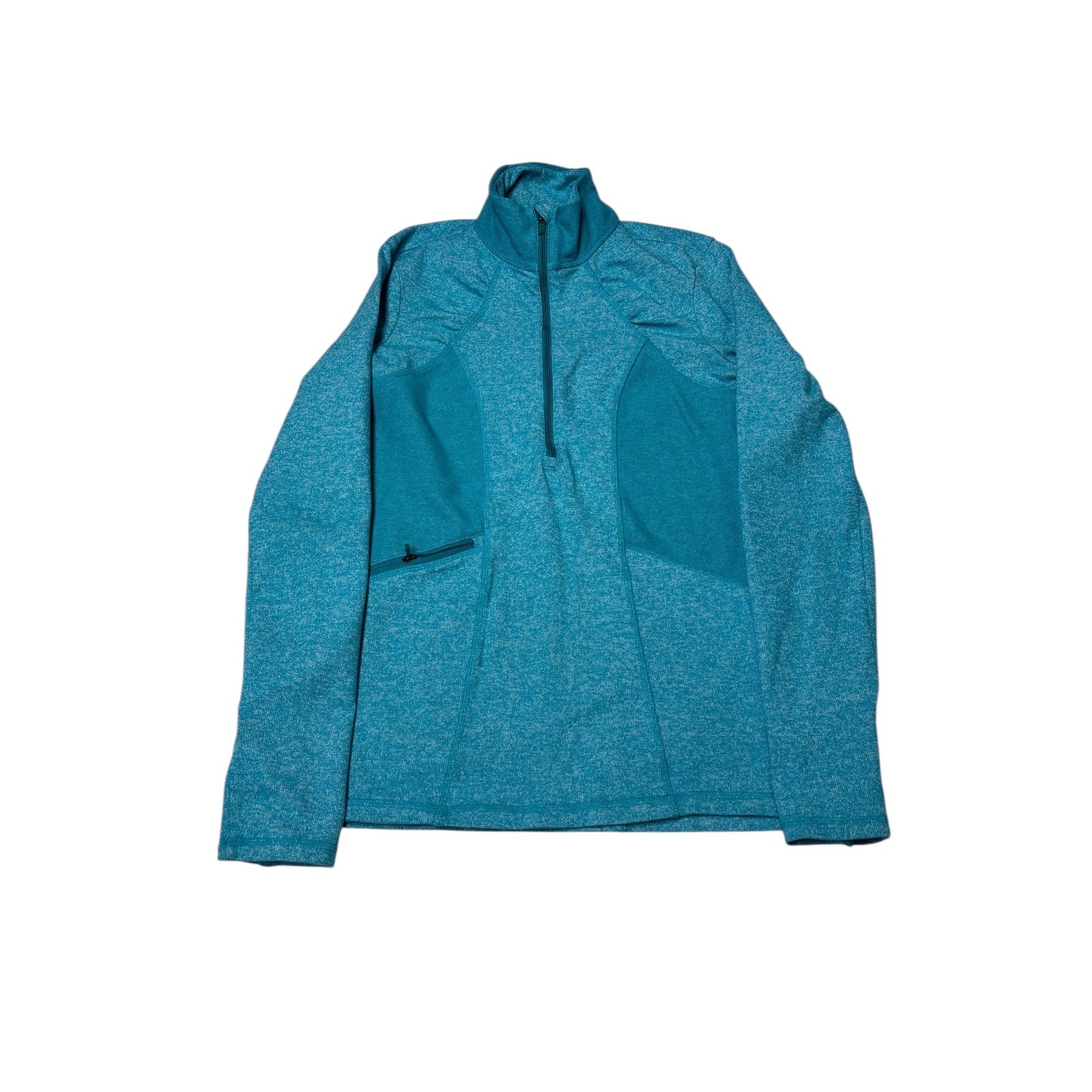 Athleta Teal Heathered Quarter Zip Pullover Fleece Athletic Top XS