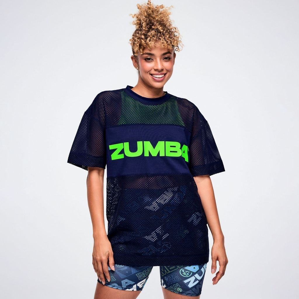 Zumba Jean Jamz Boxy Mesh Top – Let’s Go Indigo ~ XS S M ~ New!