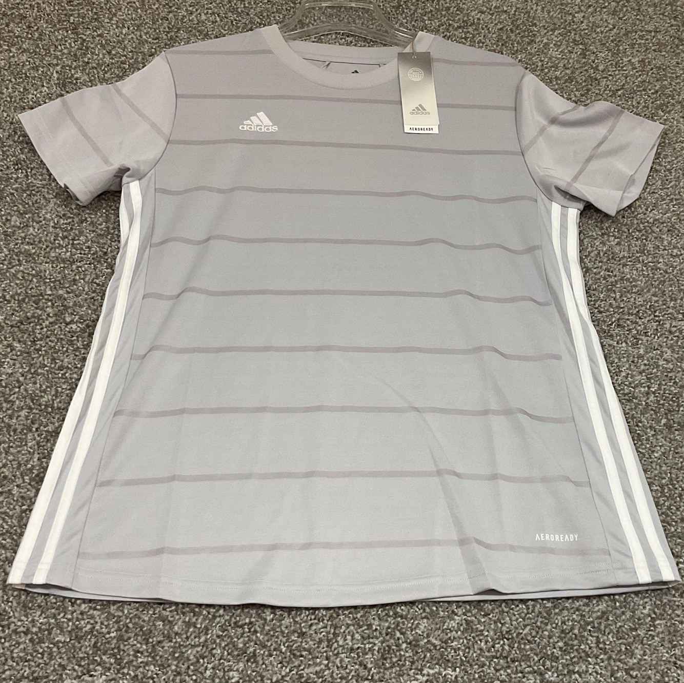 Adidas Campeon 21 Soccer Jersey Womens Large Grey White GN5732 AEROREADY NWT