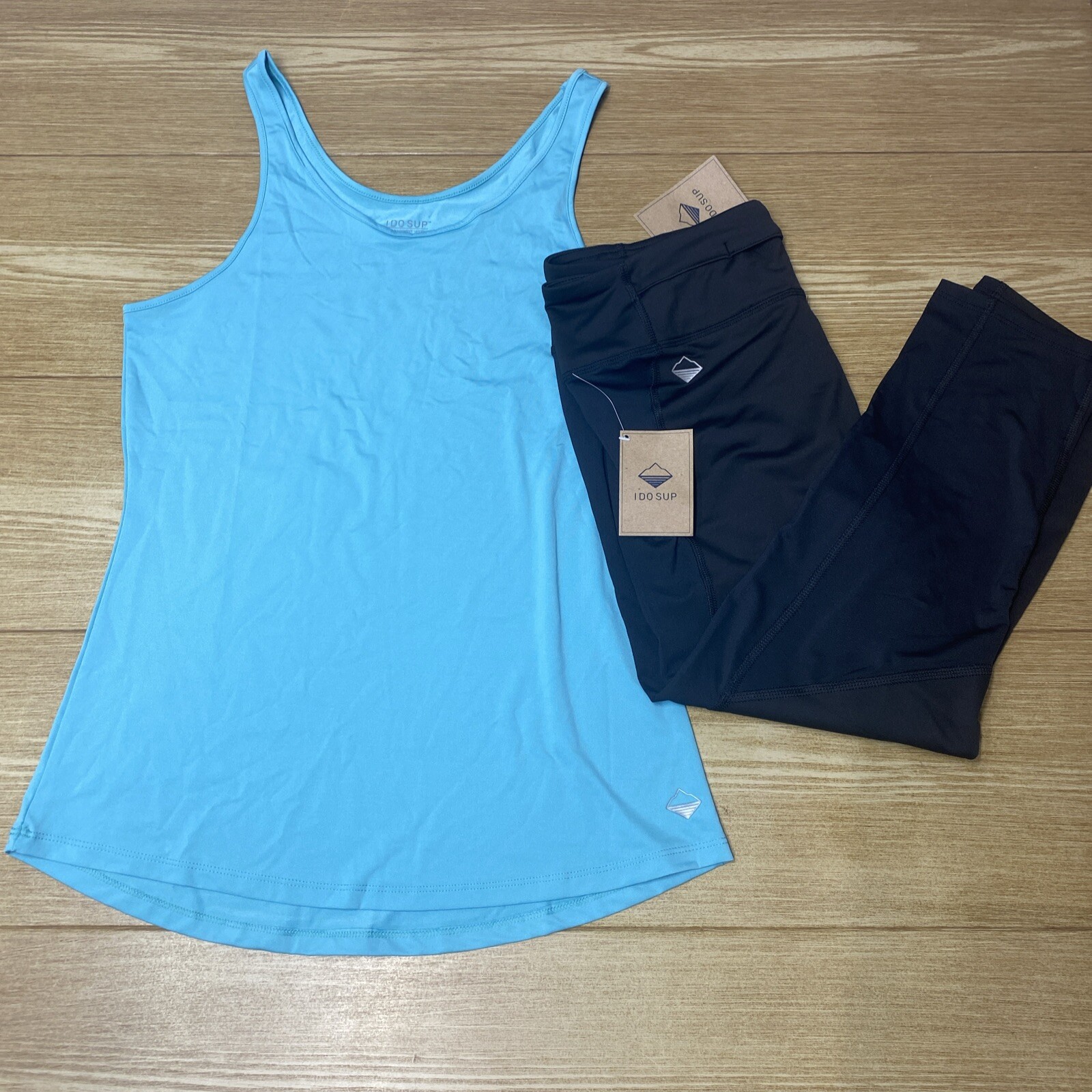 Set of 2 Women’s T-Shirt Pants I Do Sup Short Sleeve Gym Yoga Running Size L