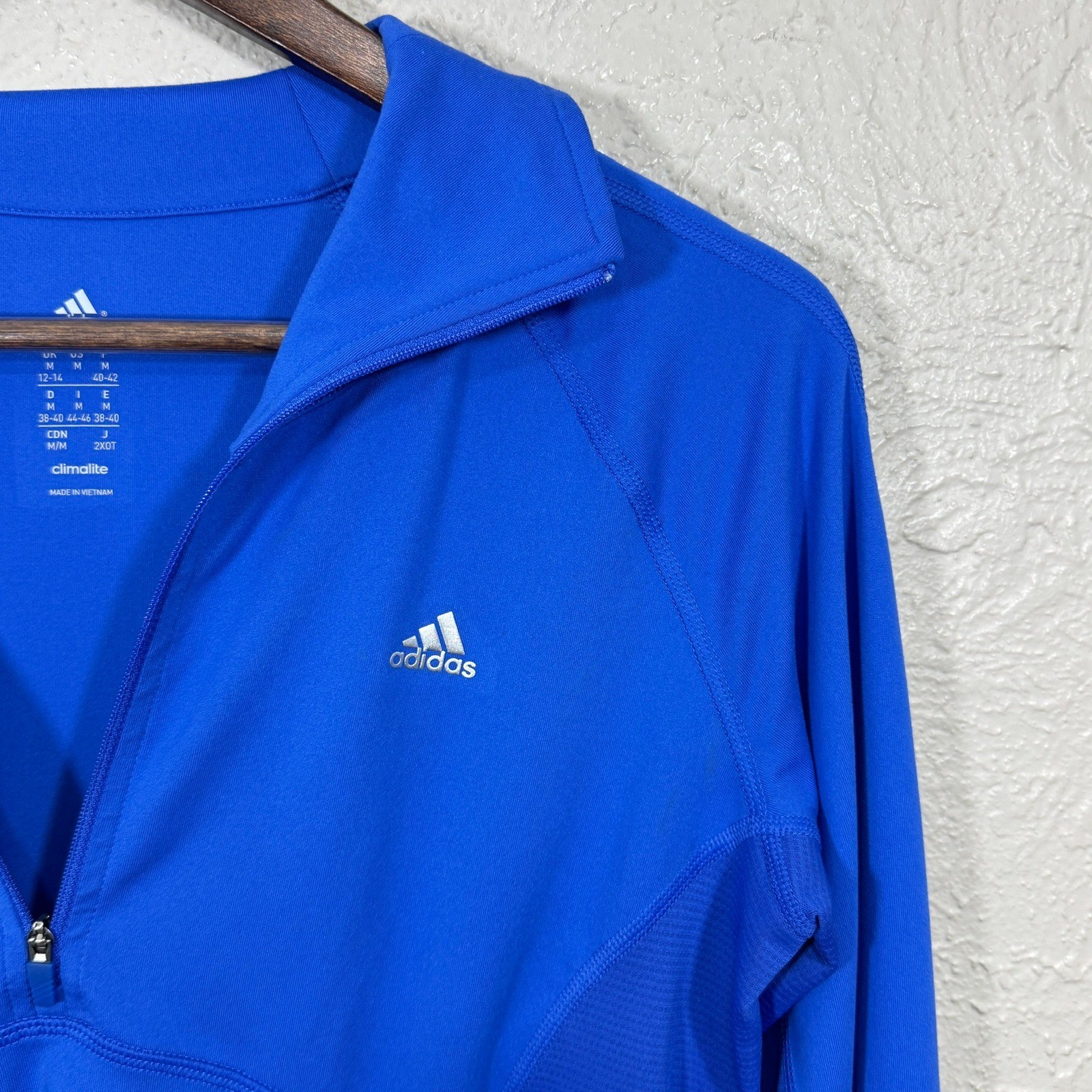 Adidas Quarter Zip Pullover Top M Climalite Royal Blue Run Gym Pickleball Preppy