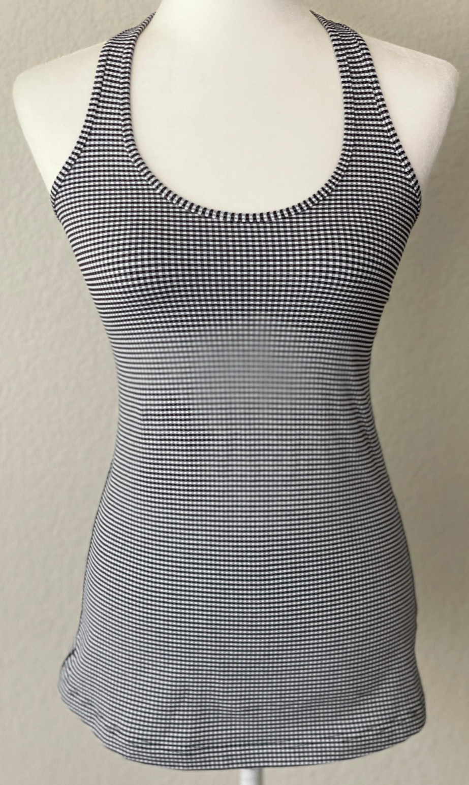 LULULEMON Cool Racerback Gingham Black White Check Tank Top No Size Tag