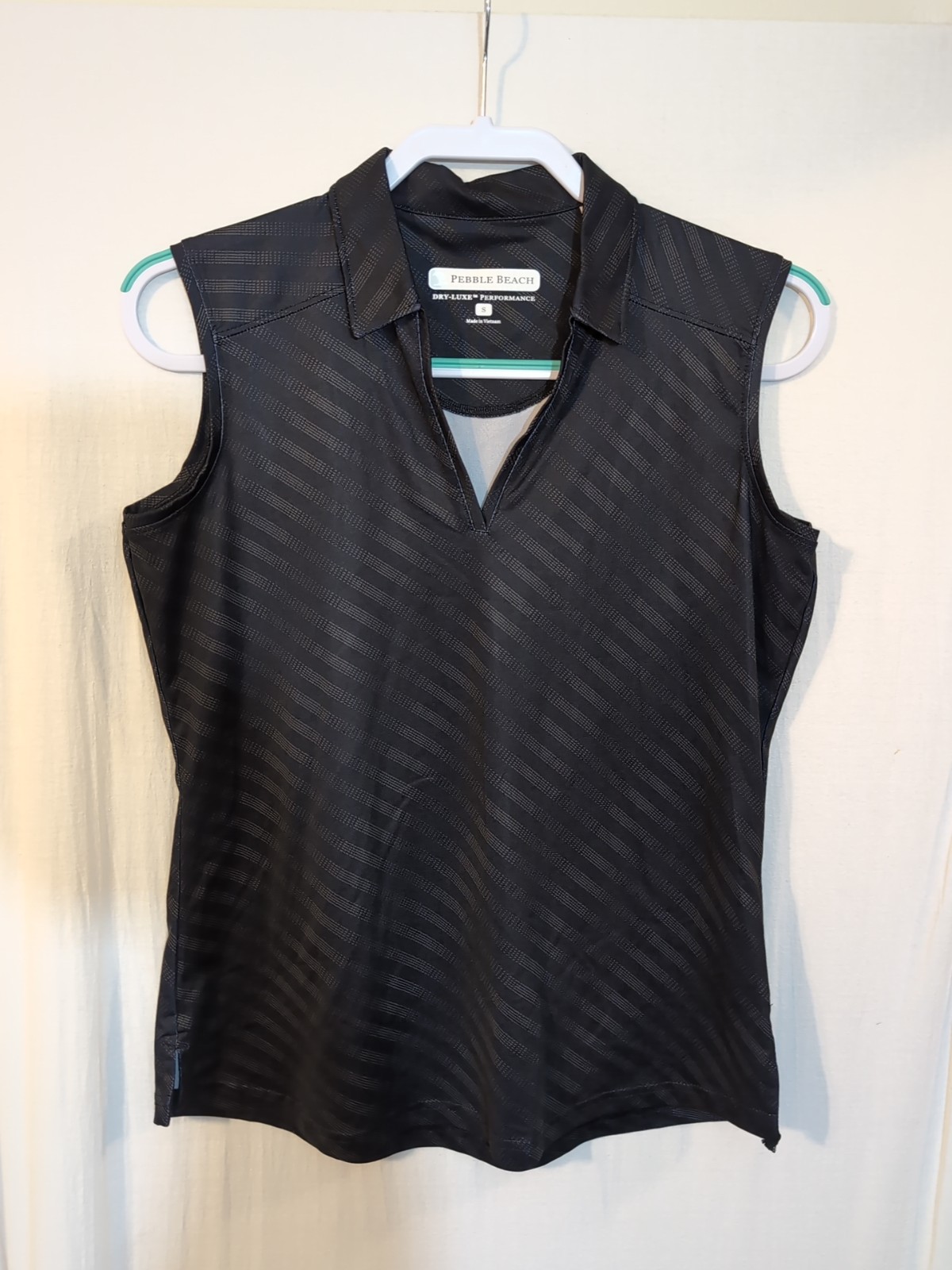 Pebble Beach Dry Luxe S Sleeveless Polo Black Athletic Golf Tennis Pickleball