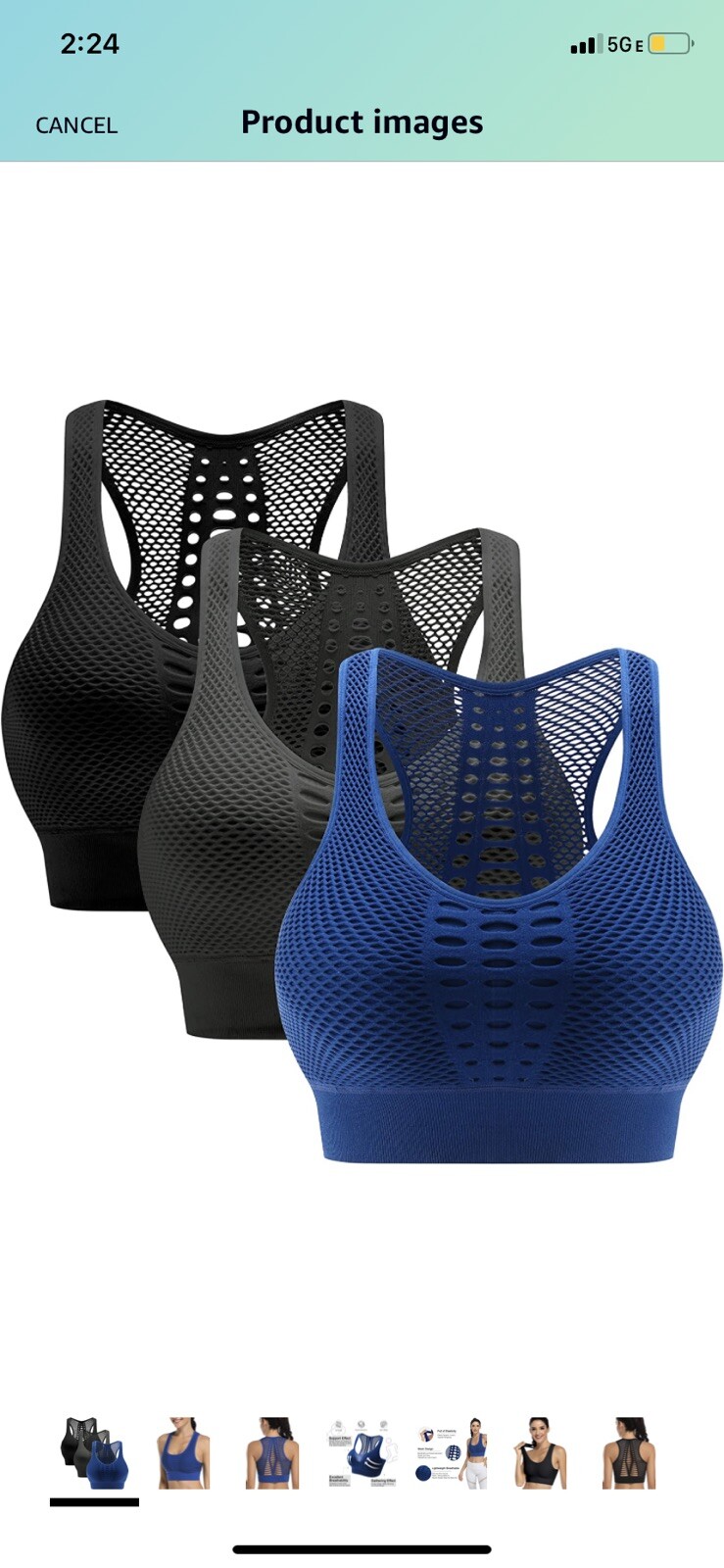 Women Padded Sports Bra Seamless Gym Crop Top Racerback Support Workout Yoga Bra