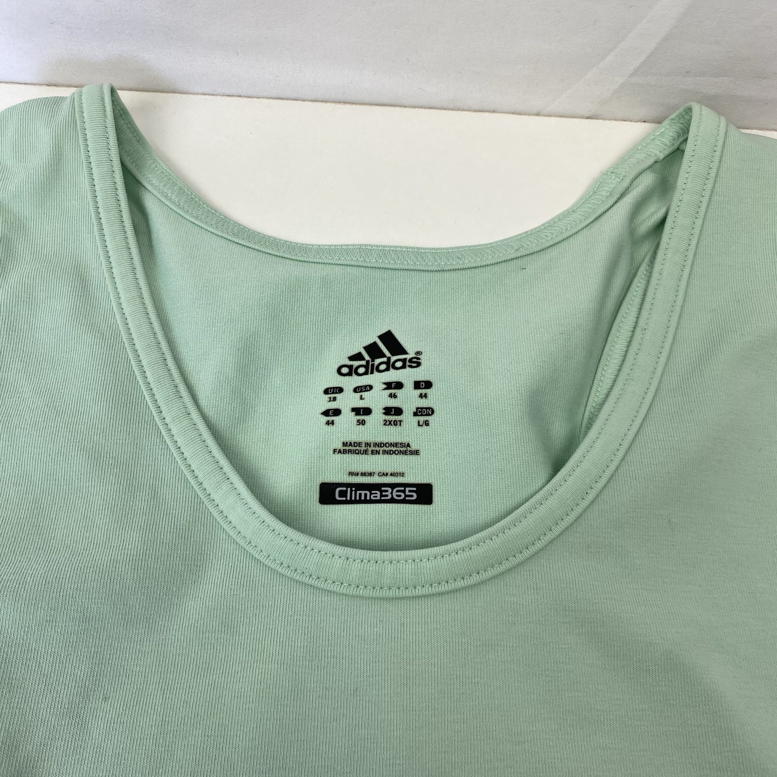 Adidas Clima365 Womans Large Mint Green Athletic Fit Tank Top Sleeveless Shirt
