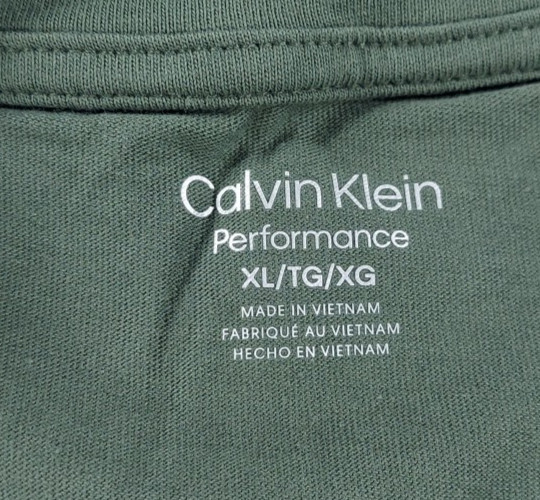 Calvin Klein Performance Long Sleeve T-Shirt Dark Green XL NWT Crew Neck Cotton