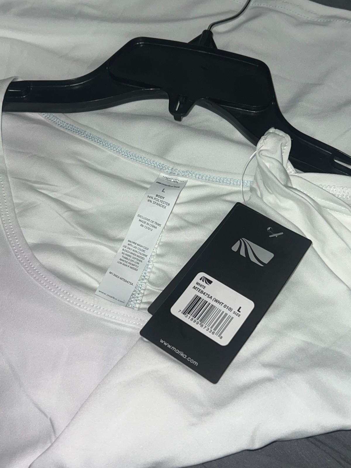 New MARIKA Tek Performance Stretch Active T-Shirt L White NWT
