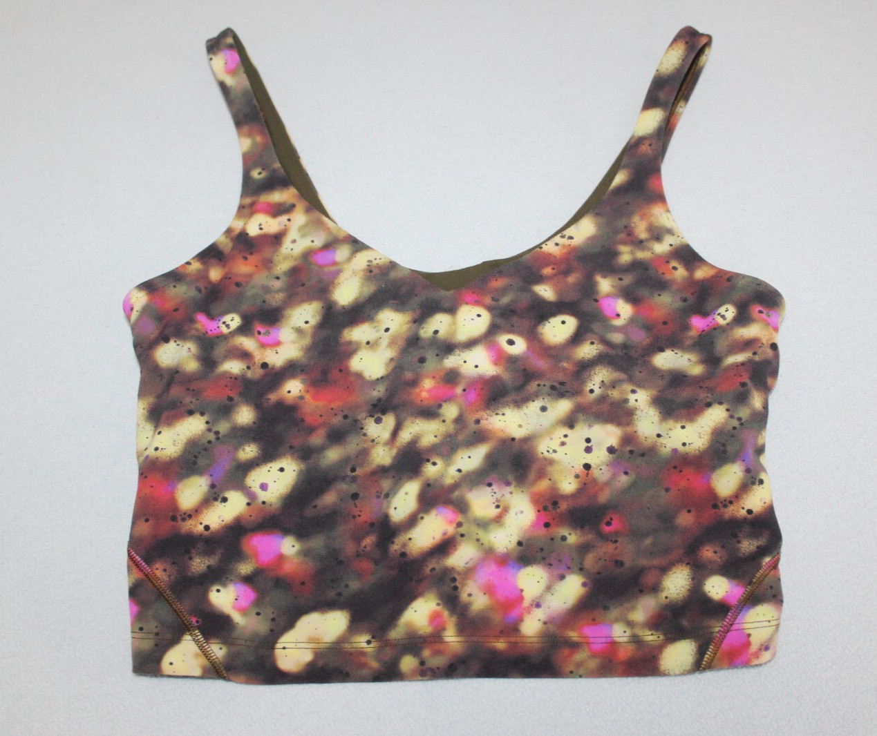 LULULEMON Khaki Green & Multicolor ALIGN Cropped Tank Sports Bra US 8
