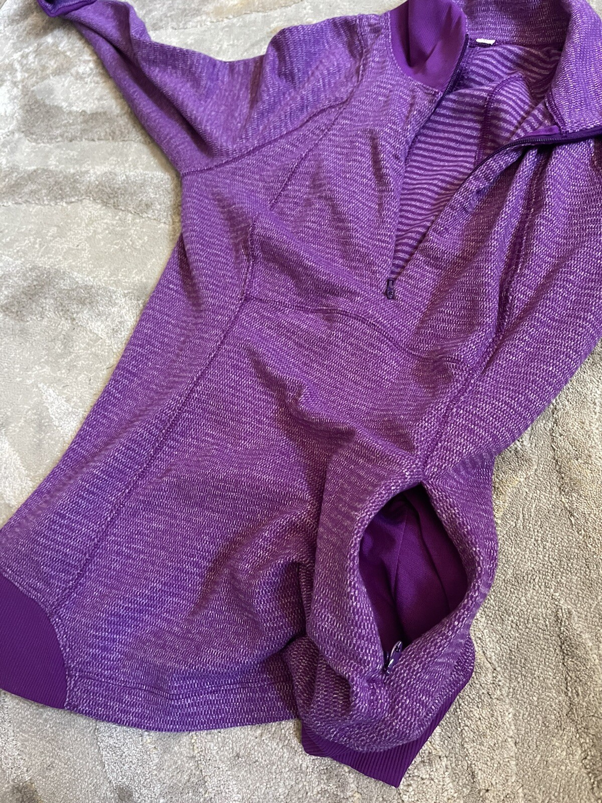 Lululemon Runderful Half Zip Pullover Size 4 Tender Violet Mini Check Pique