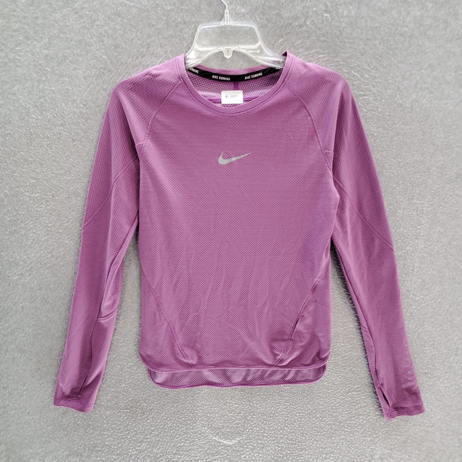 Nike Women Activewear Top Small Purple Aero React Striped Swoosh Dri-Fit READ