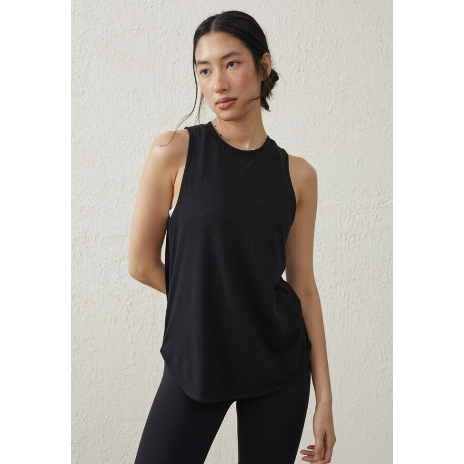 COTTON ON BODY Women’s Active Muscle Tank Top Black XS Curve Hem Relaxed Fit NWT