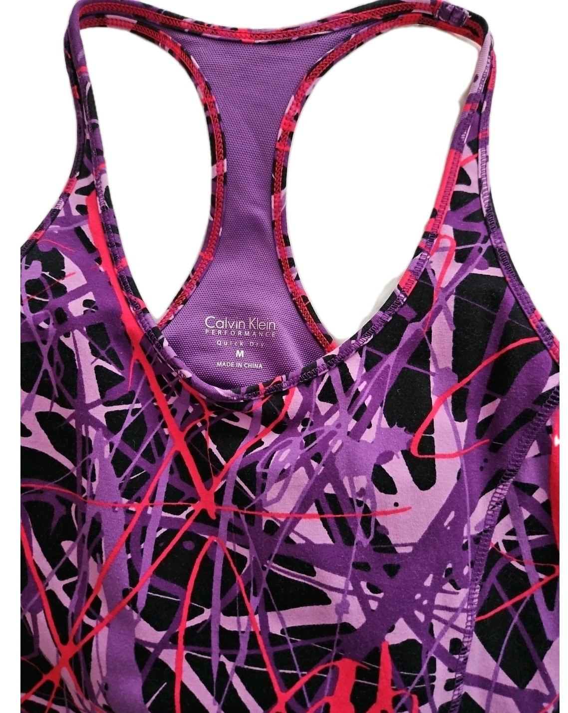 Calvin Klein Performance Quick Dry Active Bra Tank Top Racer Back Purple Medium