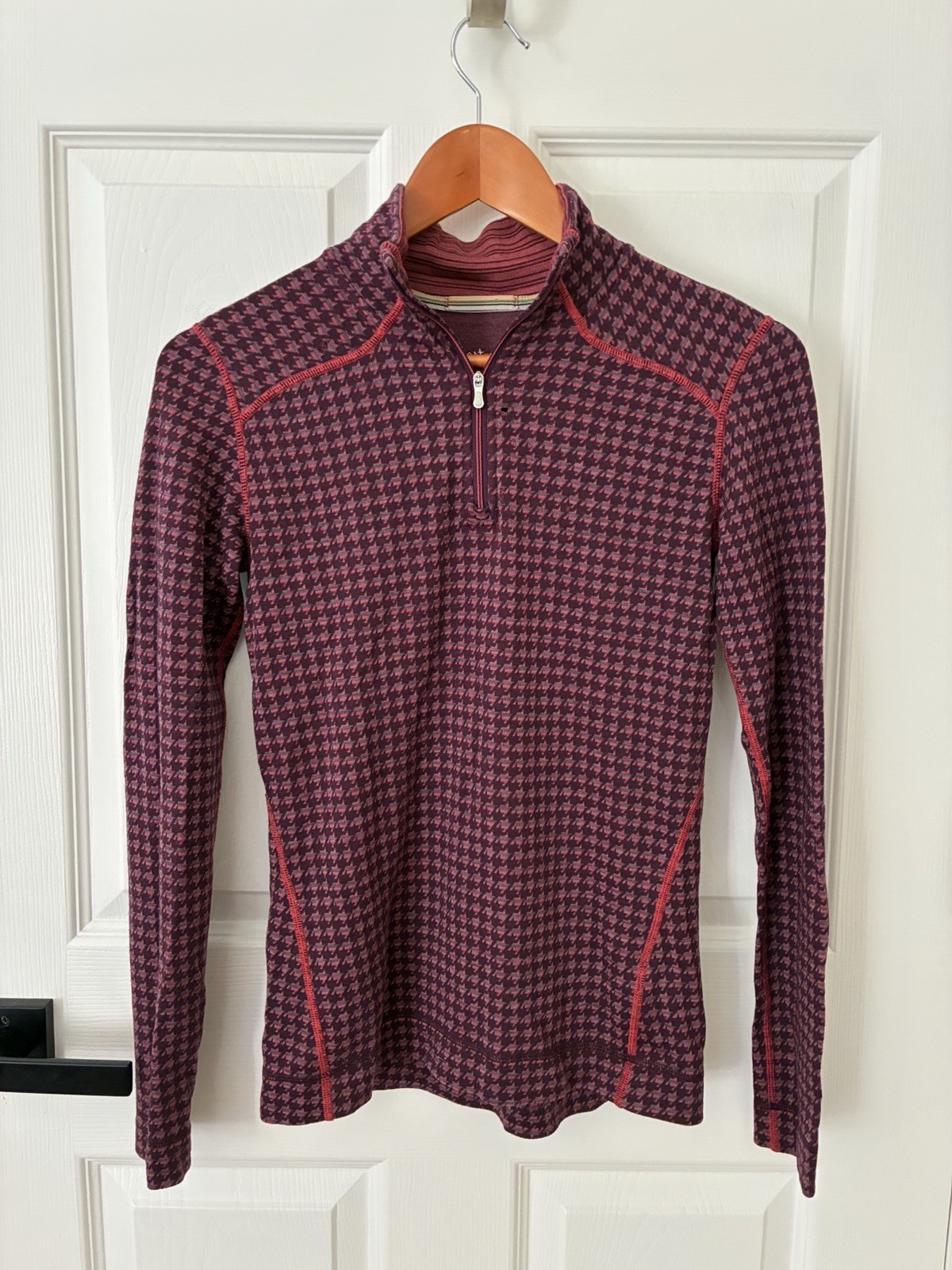 Women’s Long Sleeve Smartwool 3/4 Zip HoundsTooth Merino 250 Outdoor Base Layer