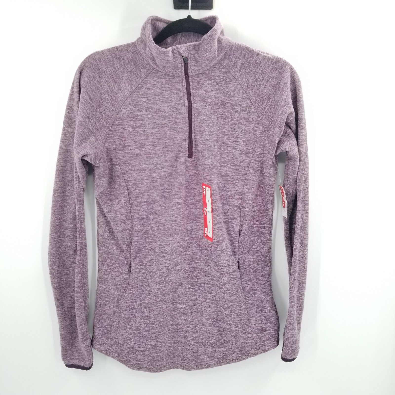 BCG Small purple micro fleece pullover womens 1/4 zip pockets mock neck