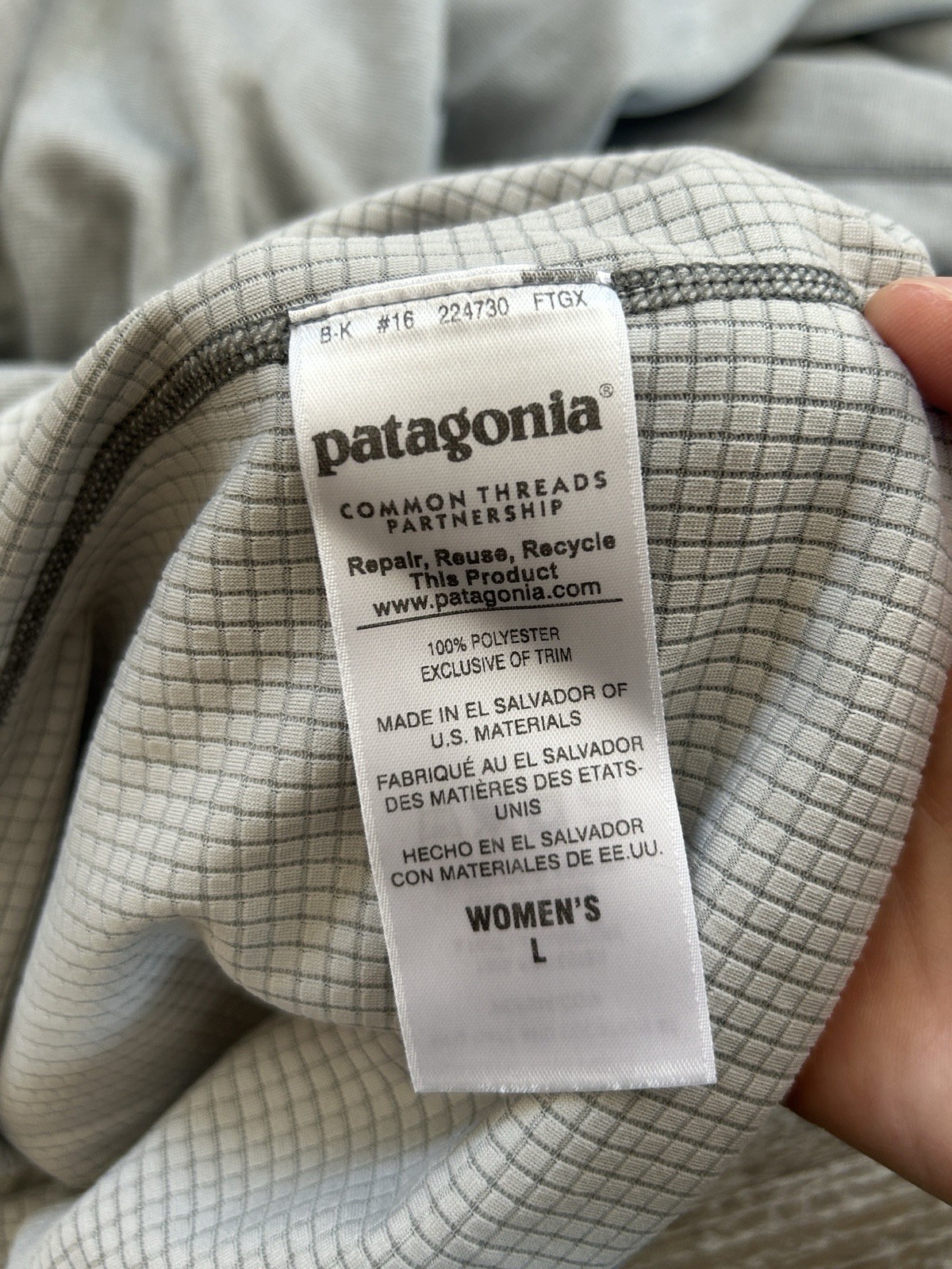 Patagonia Capilene Midweight Baselayer Women’s Large Gray Polartec Waffle Lined