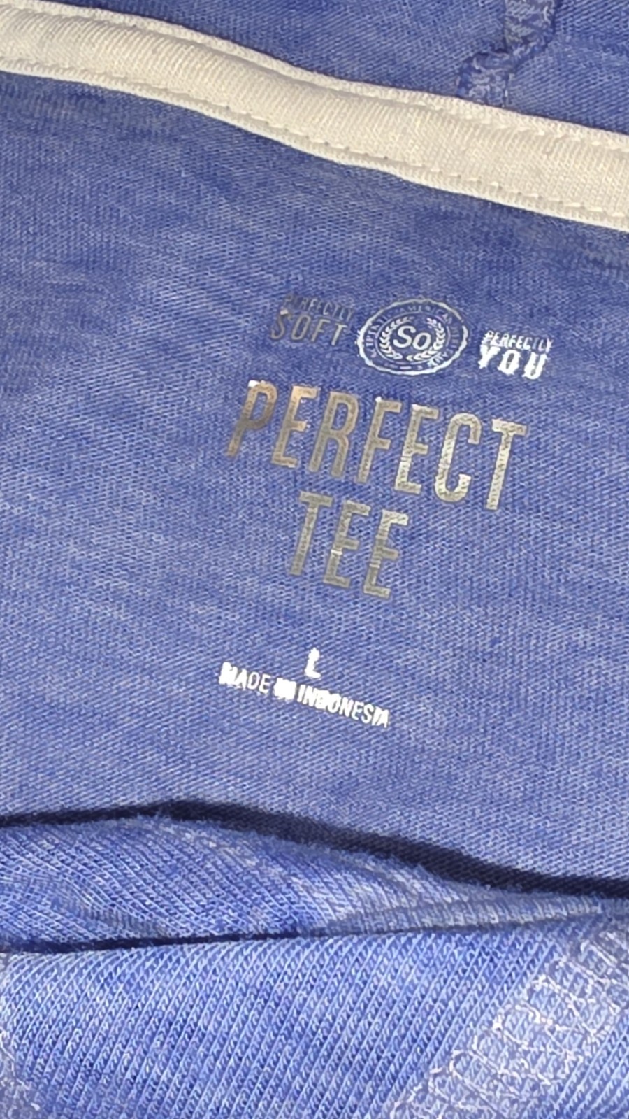 SO Perfect Tee Light Blue & White Hooded 3/4 Sleeve T-Shirt Juniors Size L