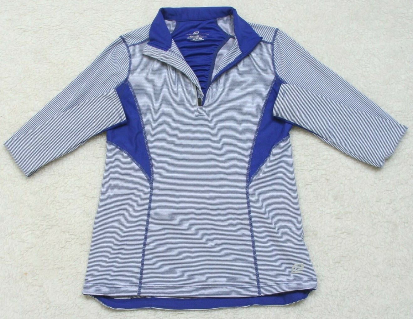Road Runner Blue White Polo Shirt Long Sleeve Polyester Spandex Small Top WS435