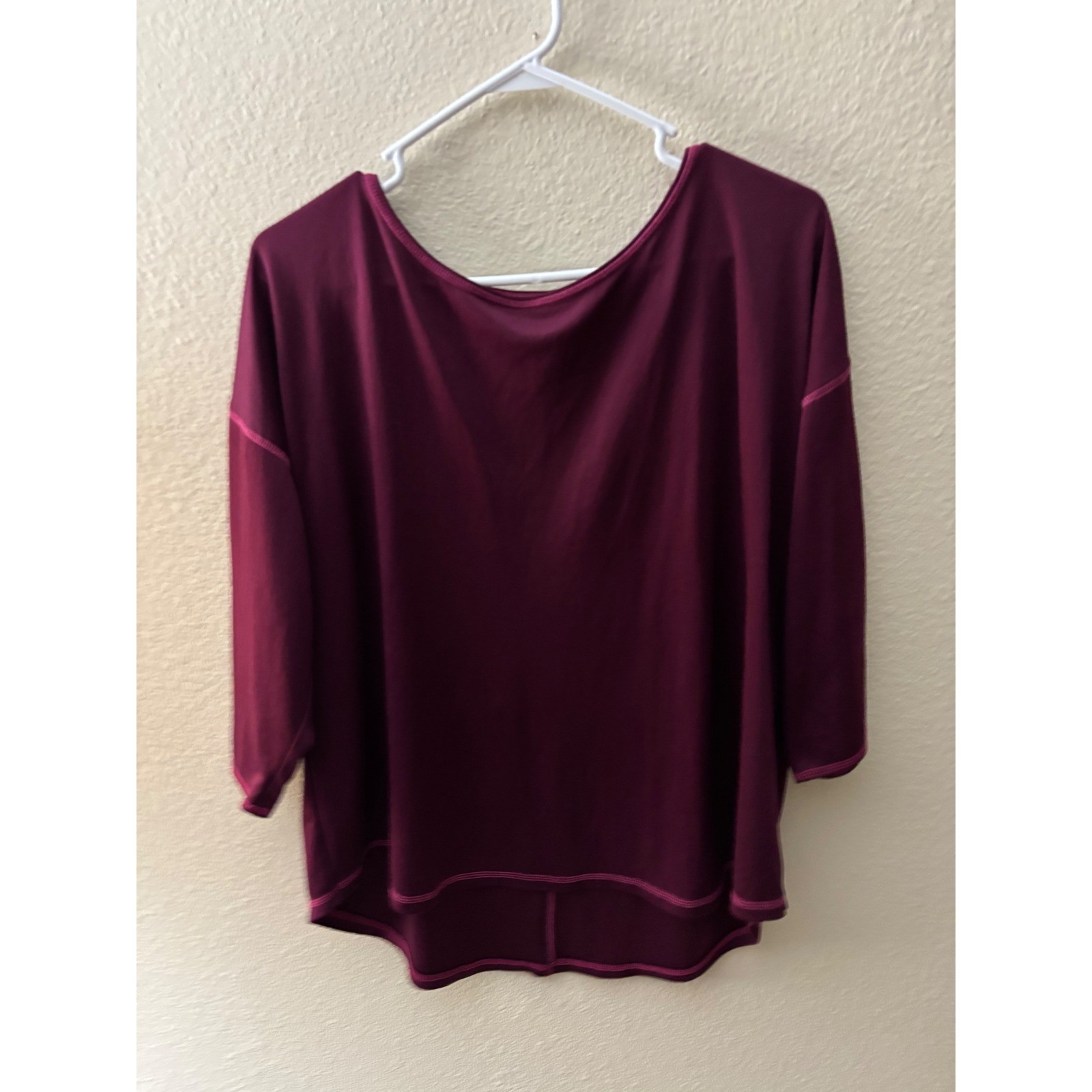 St Johns Bay Active Woman 1X Burgundy Quick-Dri Dolman 3/4 Sleeve A959