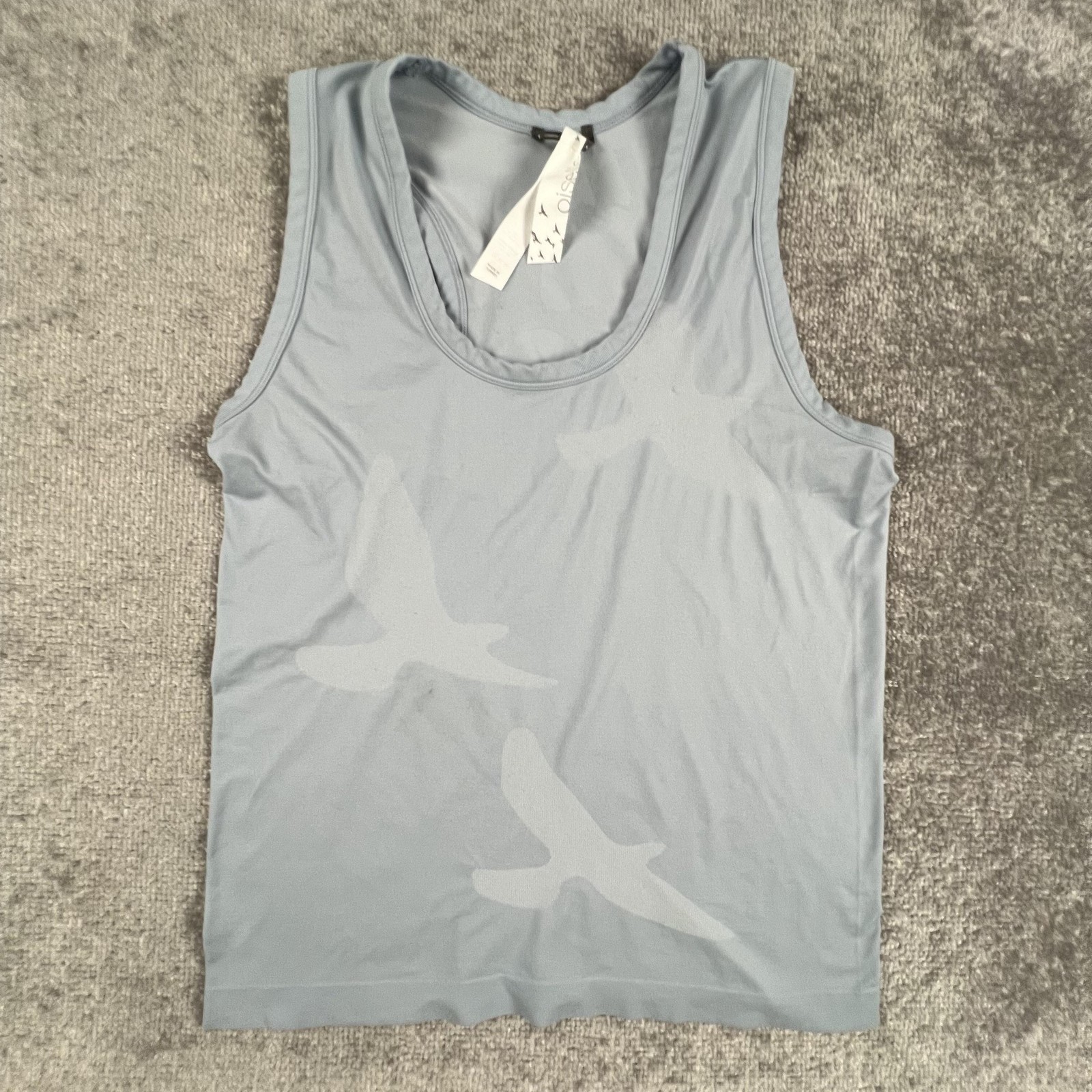Oiselle Tank Top Womens Small Blue Flyte Bird Print Racerback Running Athletic