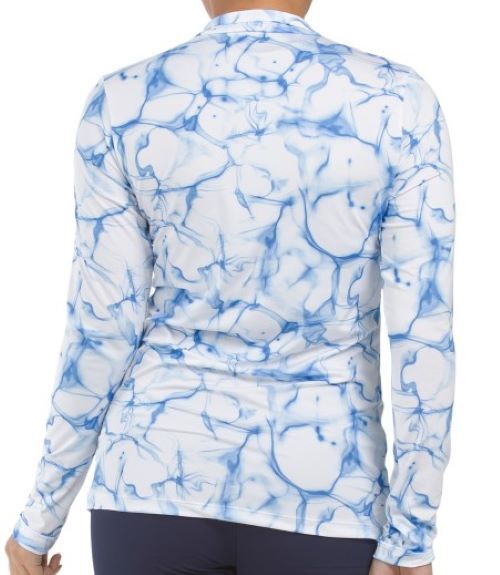 NWT SOFIBELLA Royal Blue & White Long Sleeve Mock Golf Tennis Shirt M L & XL