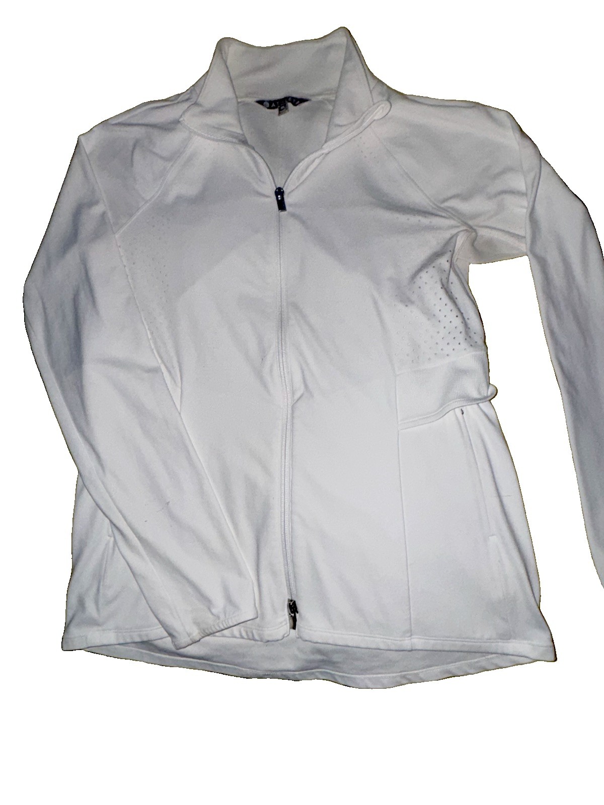 Athleta Women’s Size M White Athletic Mock Neck Full Zip Jacket 1/4 Zip