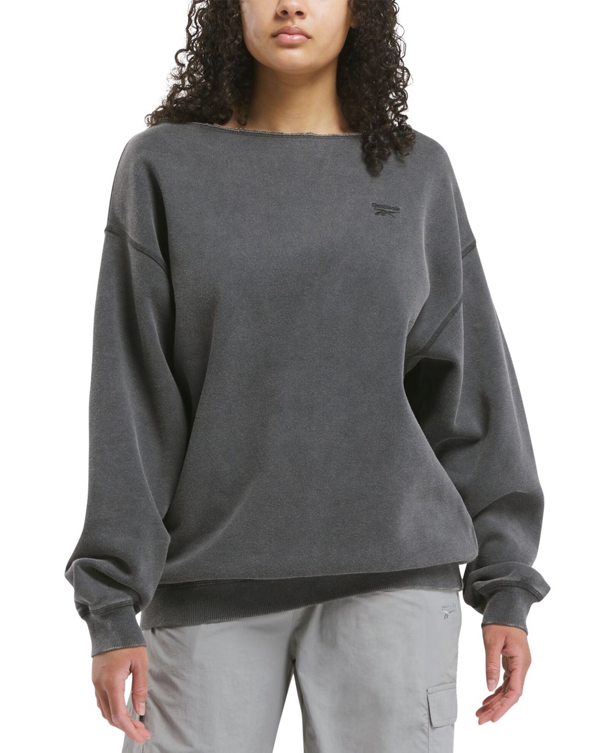 Reebok Essential Fleece Cover-up Top Women’s XS Black Long Sleeve Pullover Style