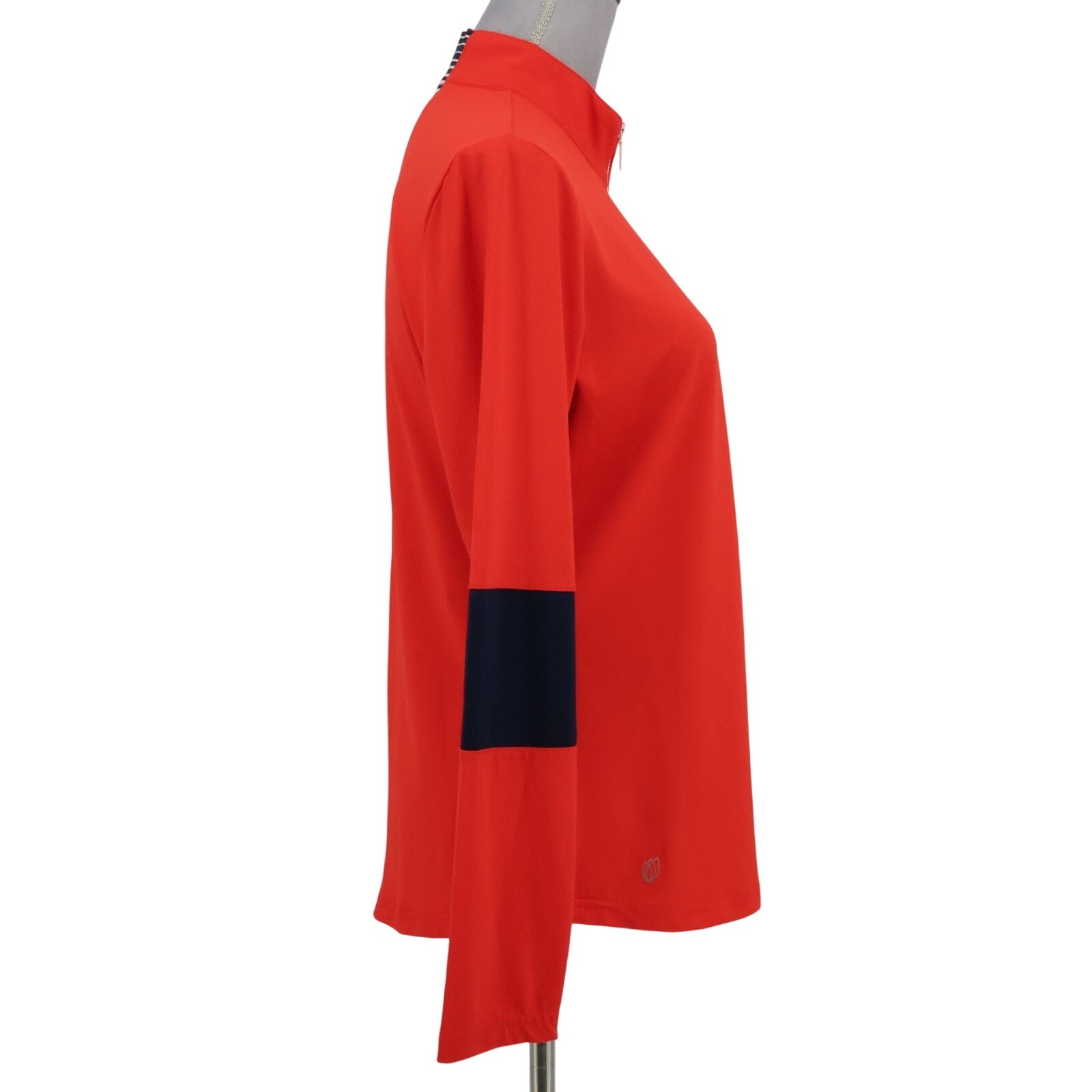 GG blue Womens Large Red Orange Exercise Top Quarter Zip Mock Neck Exercise Gym