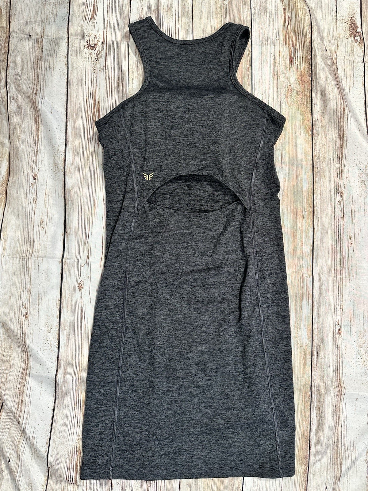 Athletic Tank Dress Built In Bra Gray Racerback Cutout Stretch XS Gym