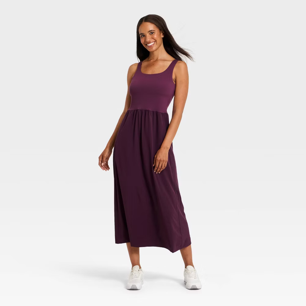 Women Woven Travel Dress – All In Motion Dark Purple XL