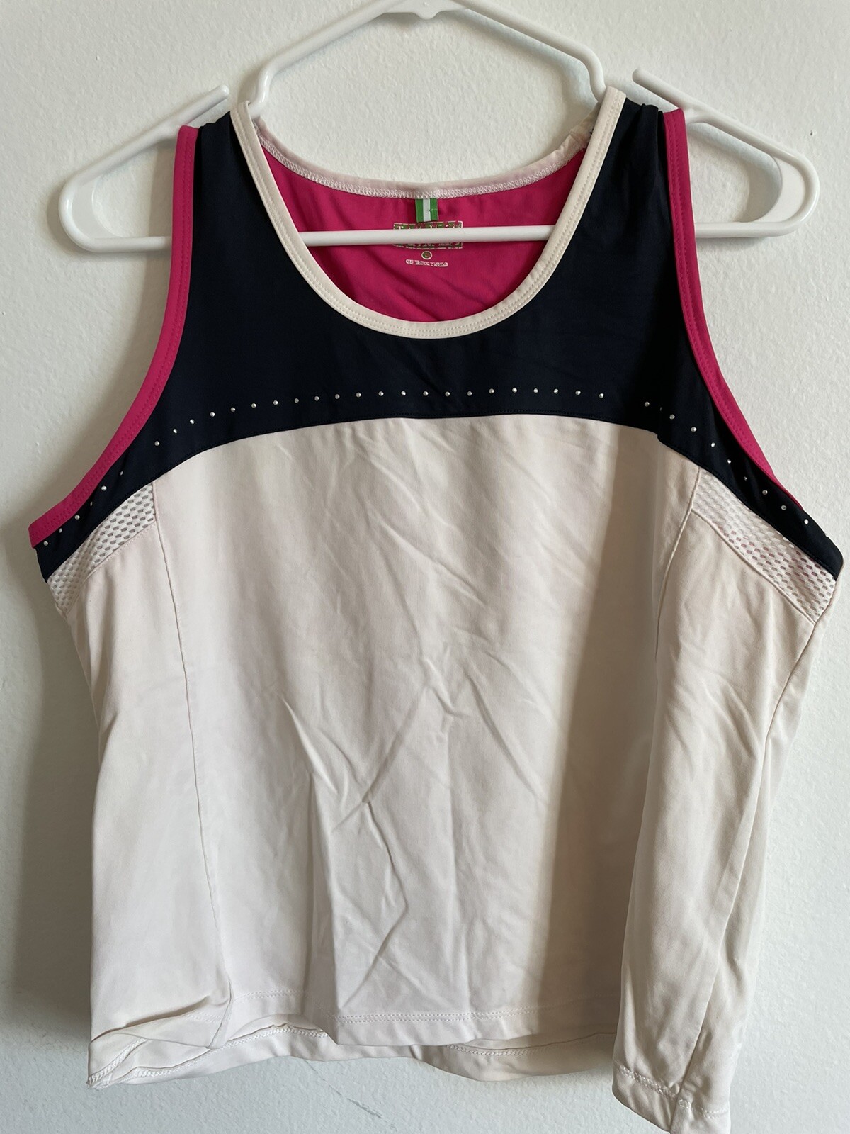 Tail Tech womens tennis tank top, white/navy/pink, L
