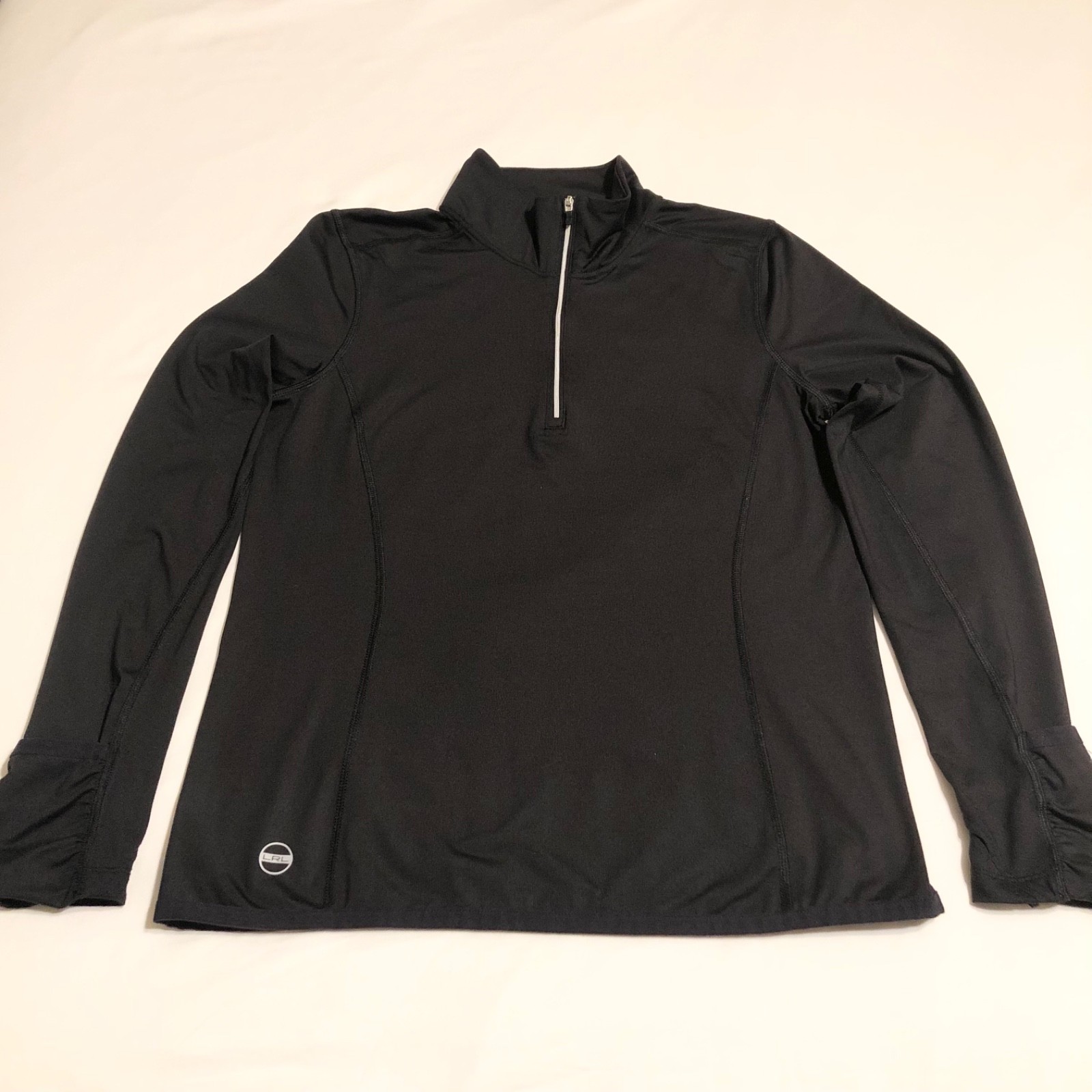 Lauren Ralph Lauren Active Pullover LRL Women’s M Stretch Black 1/2 Zip Top EUC!