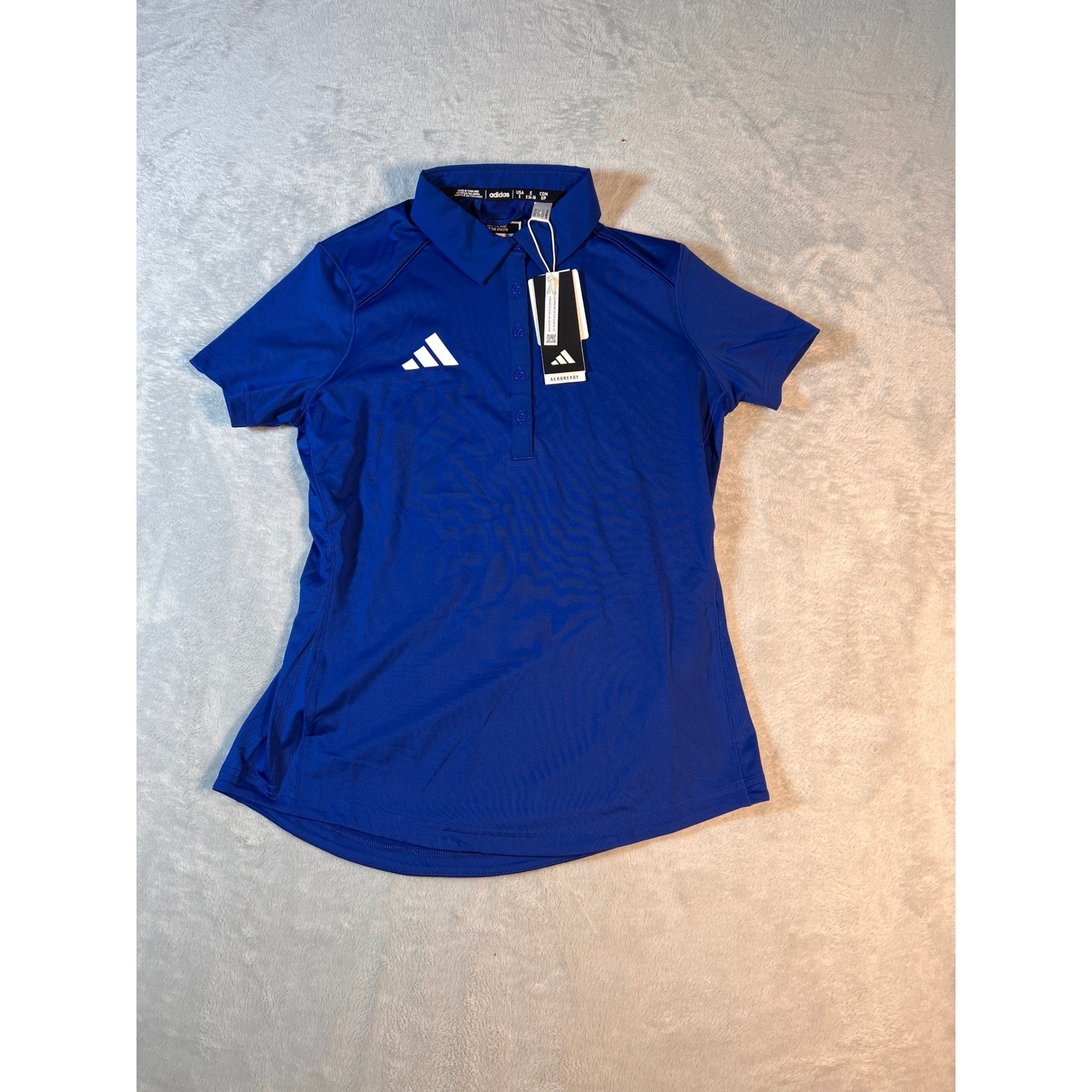 Adidas Womens Small Team Royal Blue Classic Performance Polo Shirt IB2507 NWT