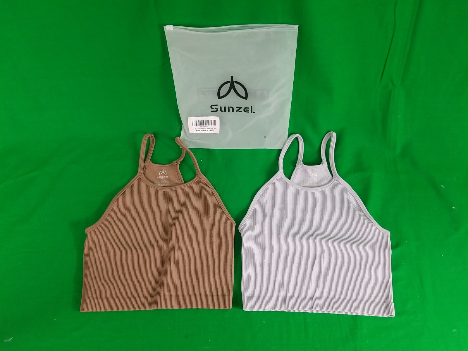 Sunzel Croppped Tank Womens M/L Ribbed Seamless Racerback 2 Pack