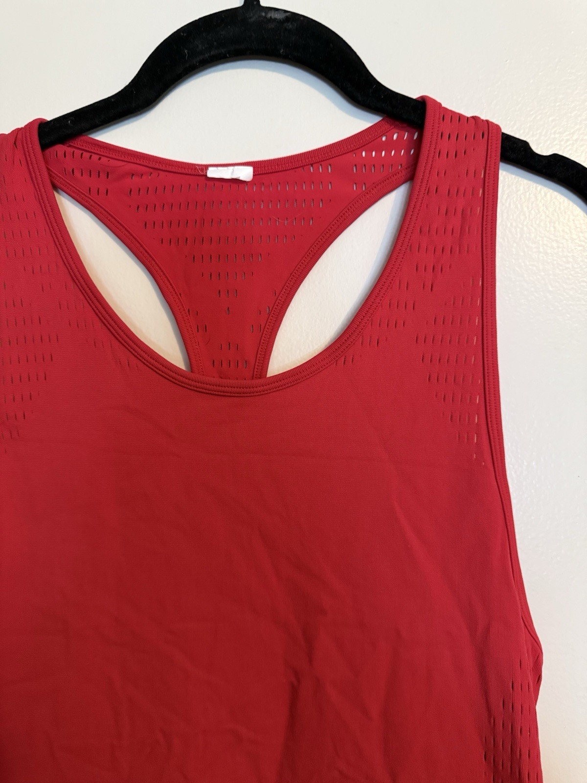 Fabletics Womens Medium Red Helena Mesh Panel Athletic Tank Top Shirt