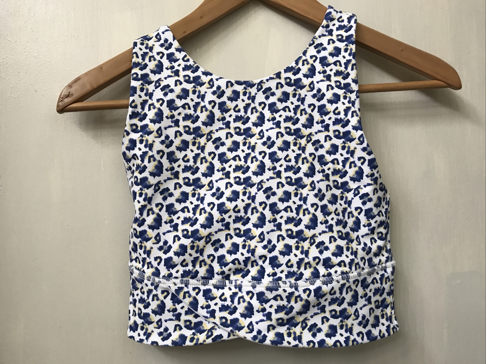 DYI Define Your Inspiration Womens Long Line Bra White Blue Yellow Print Size S
