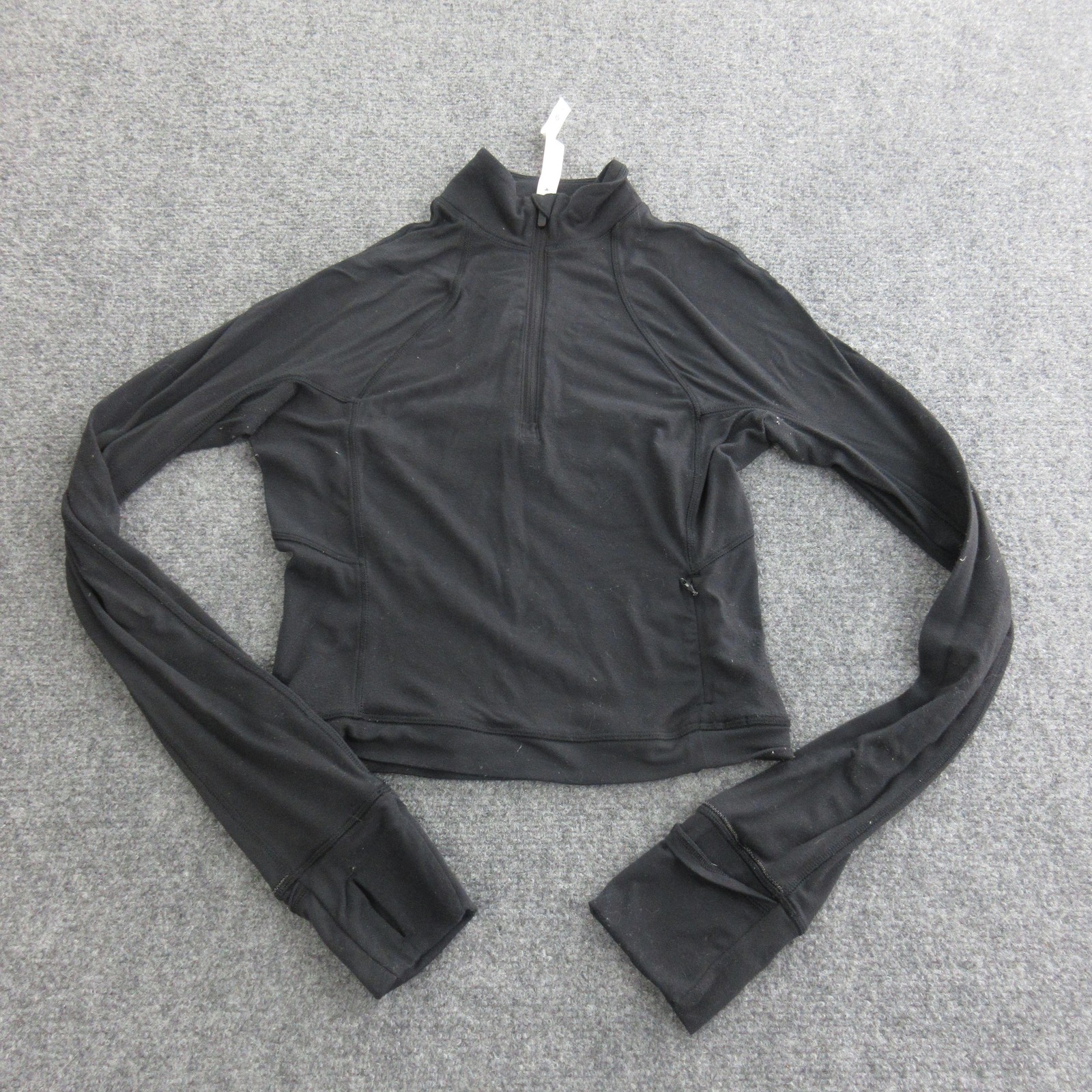 Lululemon Pullover Womens 4 Black Half Zip Long Sleeve Thumbholes Running Top