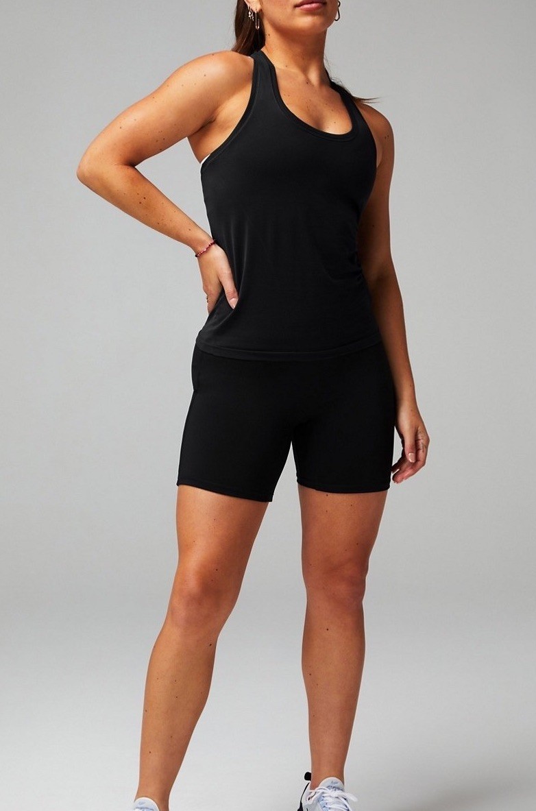 Fabletics Feather Tech Racerback Tank Black Sporty Workout Size Medium NEW