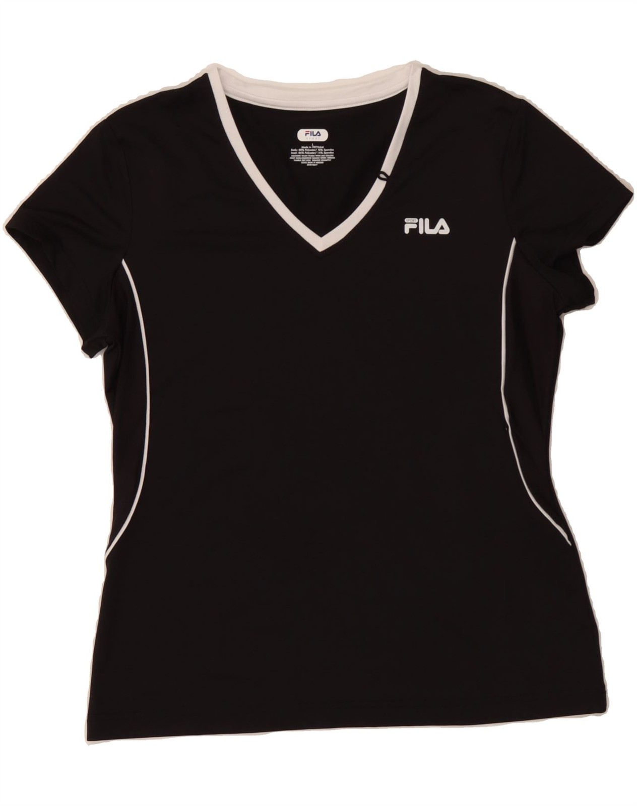 FILA Womens T-Shirt Top UK 16 Large Black Polyester CZ37