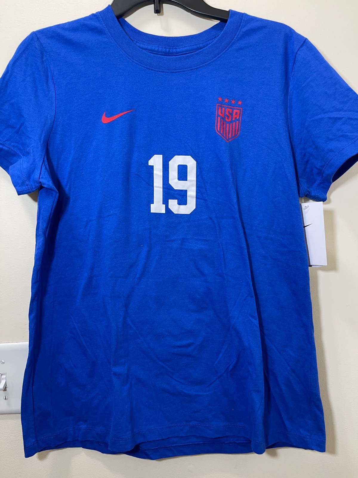 Nike USA Basketball T-Shirt Women’s Large Blue Crew Neck Dunn #19 BCS 867097